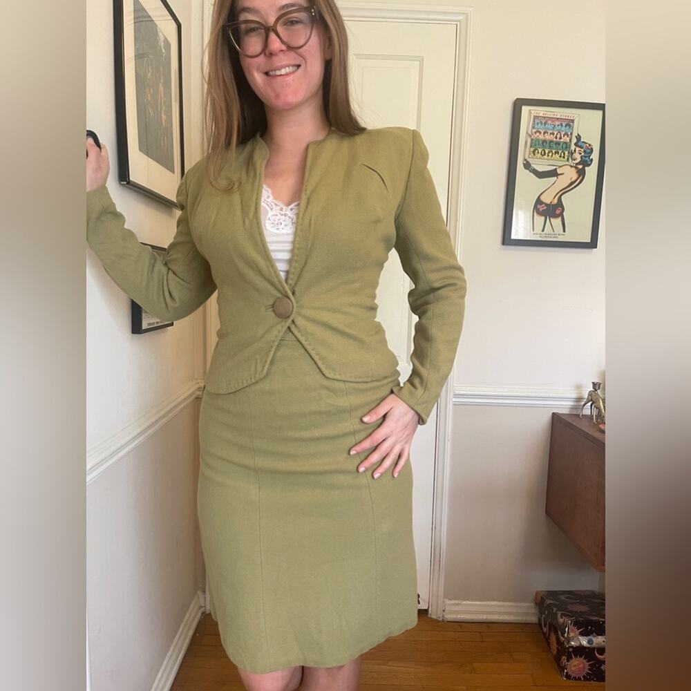 40s Vintage Green Virgin Wool Victory Suit - Picture 3 of 15